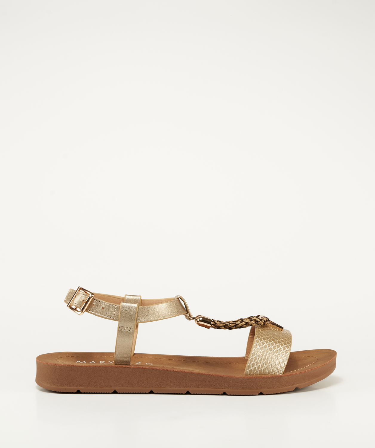 Sandalias planas adorno metálico